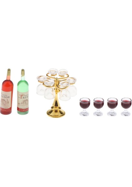 1:12 Dollhouse Mini Goblet Raf Seti Model Dekorasyon Parçaları Çocuk Hediyeleri Altın (Yurt Dışından)