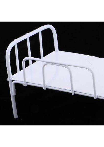 Dollhouse Minyatür Yatak Odası Mobilyaları Metal Tek Kişilik Yatak 1/12 Ölçekli Süs (Yurt Dışından)