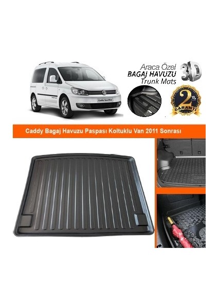 2012 Volkswagen Caddy Bagaj Havuzu Tam Uyumlu Kauçuk