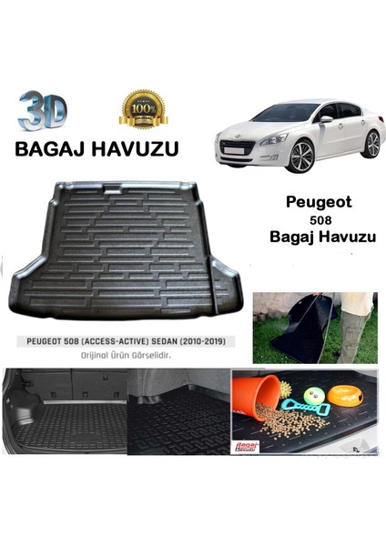 508 Bagaj Paspası Havuzlu Kauçuk 2010-2019 Allure Paket 3D Uyumlu