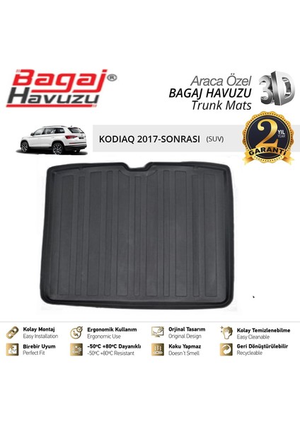 2020 Skoda Kodiaq Bagaj Havuzu Tam Uyumlu Kauçuk