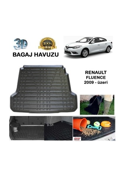 2014 Renault Fluence Bagaj Havuzu 3D Tam Uyumlu