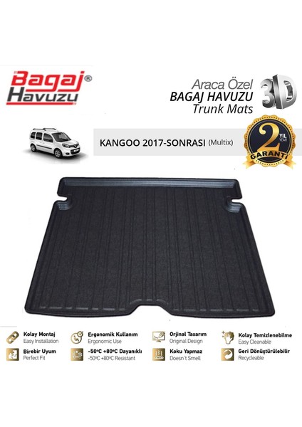2021 Kangoo Multix Bagaj Havuzu Tam Uyumlu Kauçuk