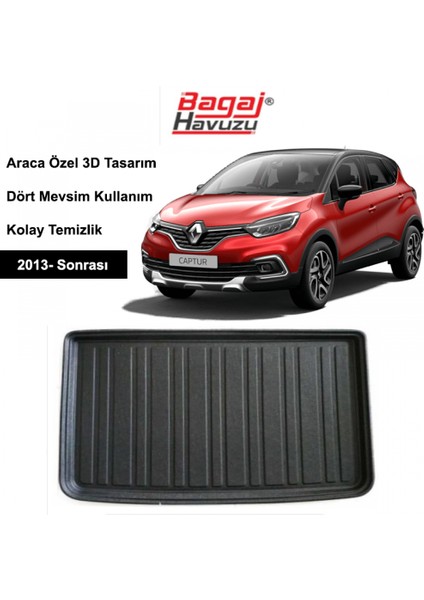 2019 Renault Captur Bagaj Havuzu 3D Tam Uyumlu Siyah