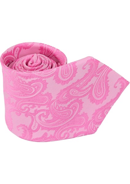 Resmi Beyler Erkek Jakard Dokuma Polyester Kravat Kravat+Hanky+Cufflink Seti Pembe