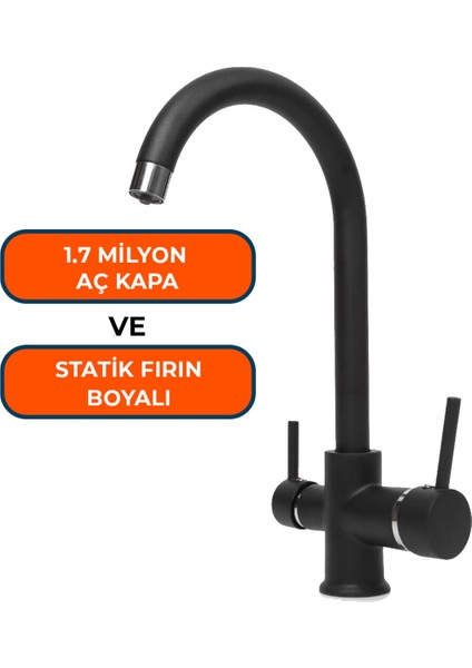 - Su Arıtma Için Kuğu Modeli Siyah 3 Yollu Musluk