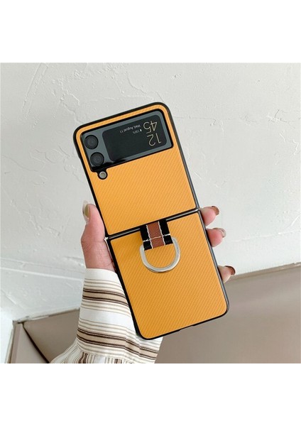 Samsung Galaxy Z Flip 3 Halka Toka Karbon Fiber Deseni Telefon Kılıfı (Yurt Dışından)