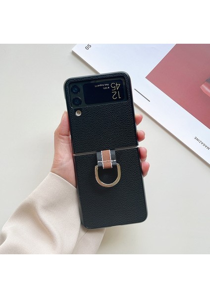Samsung Galaxy Z Flip 4 Halka Toka Karbon Fiber Deseni Telefon Kılıfı (Yurt Dışından)