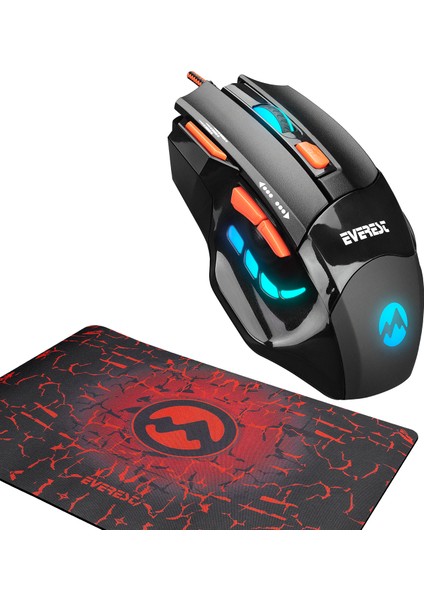 SGM-X7 Usb Siyah Makrolu 7200dpi Oyuncu Mouse +Gaming Mouse Pad