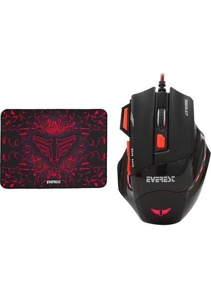 SGM-X7 Usb Siyah Makrolu 7200dpi Oyuncu Mouse +Gaming Mouse Pad