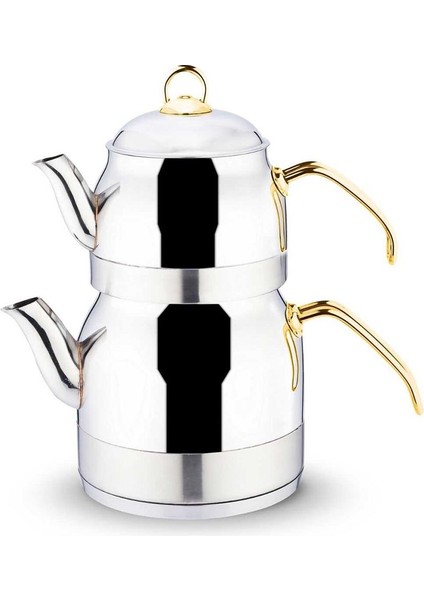 Ayperi Paslanmaz Çelik Altın Kulp Çaydanlık Takımı No:2