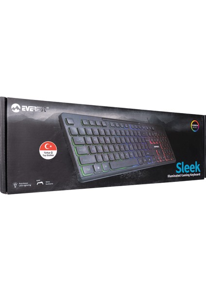 KB-120 Sleek Siyah USB Gökkuşağı Aydınlatmalı Q Gaming Oyuncu Klavyesi