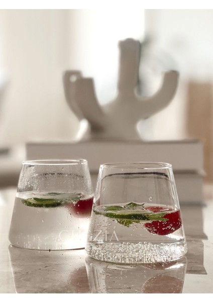 Isıya Dayanıklı Sunum Japon Tarzı Fuji Dağ Cam Bardak | Koni Bardak | 1 Adet 300 ML(8CMX9CM)