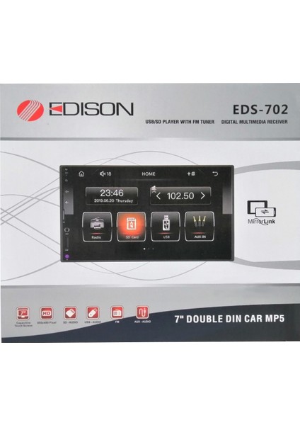 Garaj Dünyası Edison EDS-702 7 Inch Double Teyp USB Mirror Link Mp5 Bluetooth Aux