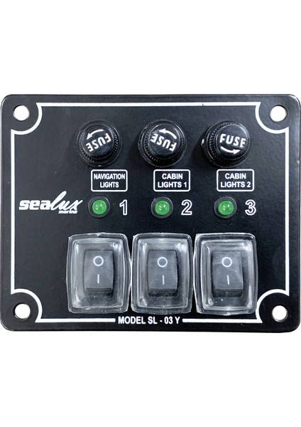 Marine 3 Anahtarlı Switch Panel Yatay 12-24v Sigorta Paneli