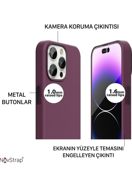 Apple iPhone 14 Pro Max Uyumlu Kılıf 6.7 Inç Magsafe ile Uyumlu Deri Kılıf Içi Kumaş Kadife
