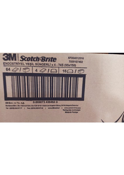 3m Scotch Brite 74S Genel Amaçlı Bulaşık Süngeri 64 Adet