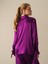 Kadın Mor Oversize Saten Gömlek 3