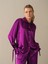 Kadın Mor Oversize Saten Gömlek 4