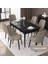 Concept Nex Serisi, Siyah Mermer 80 x 132 cm Mdf Mutfak Masası Takımı Metal Iskelet, 6 Sandalye Gold Halka 1