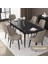 Concept Nex Serisi, Siyah Mermer 80 x 132 cm Mdf Mutfak Masası Takımı Metal Iskelet, 6 Sandalye Gold Halka 2