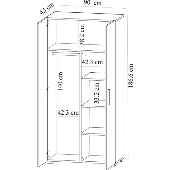 Zerka Concept Elvan Kapaklı Askılıklı Raflı Dolap Gardırop Fiyatı