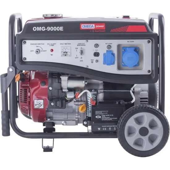 Omega OMG9000-E Ipli Marşlı Monofaze Benzinli Jeneratör 9 Kva