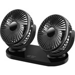Ally Çift Başlıklı Araç Fanı Oto Fan Vantilatör 12V/24V Siyah Renk USB ile Çalışır Kolay Montaj