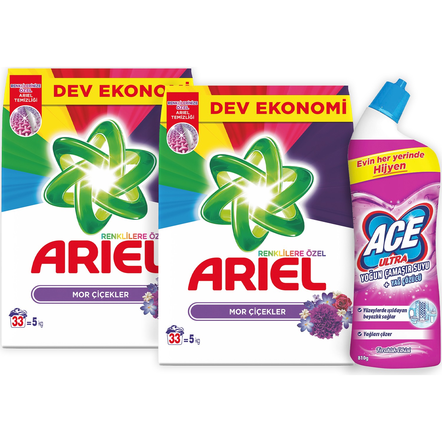 Ariel 5 kg + 5 kg Toz Çamaşır Deterjanı Mor Çiçekler Ace Fiyatı