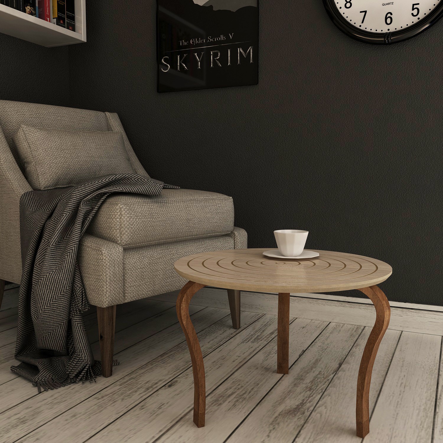 Falez Mobilya Orta Sehpa Yuvarlak Oymalı Yan Sehpa Koltuk