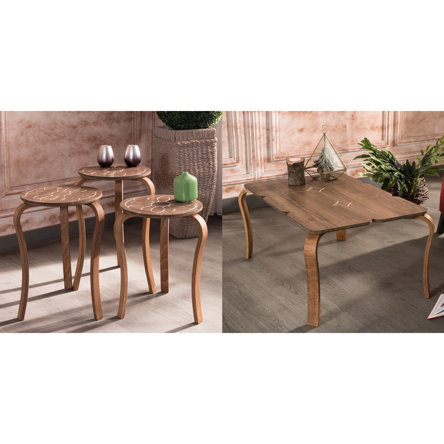 Falez Mobilya AksesuarOrta Sehpa ve Zigon Sehpa Ahşap Set