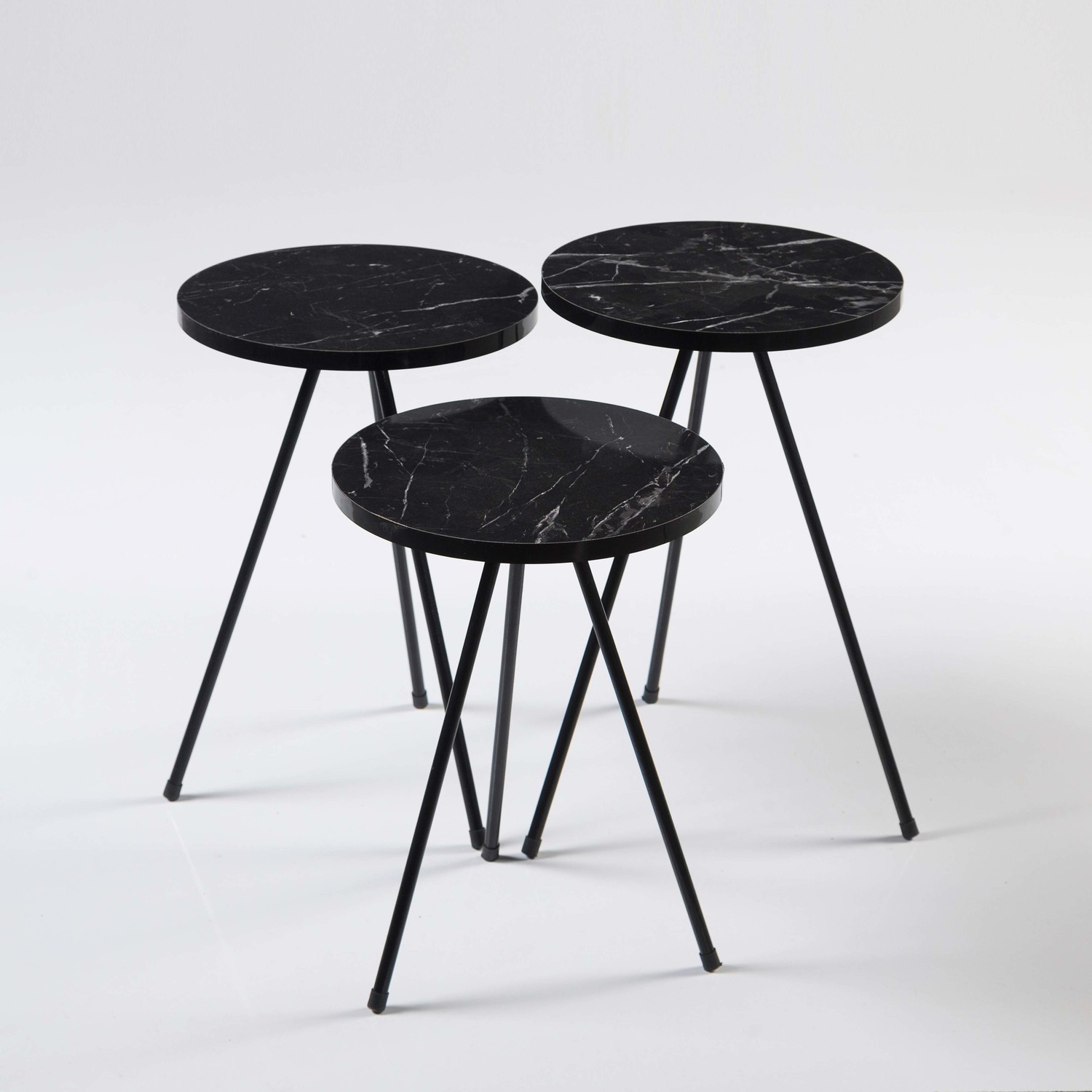 Falez Mobilya Zigon Sehpa 3�lü Demir Ayak Mermer Desen Fiyatı