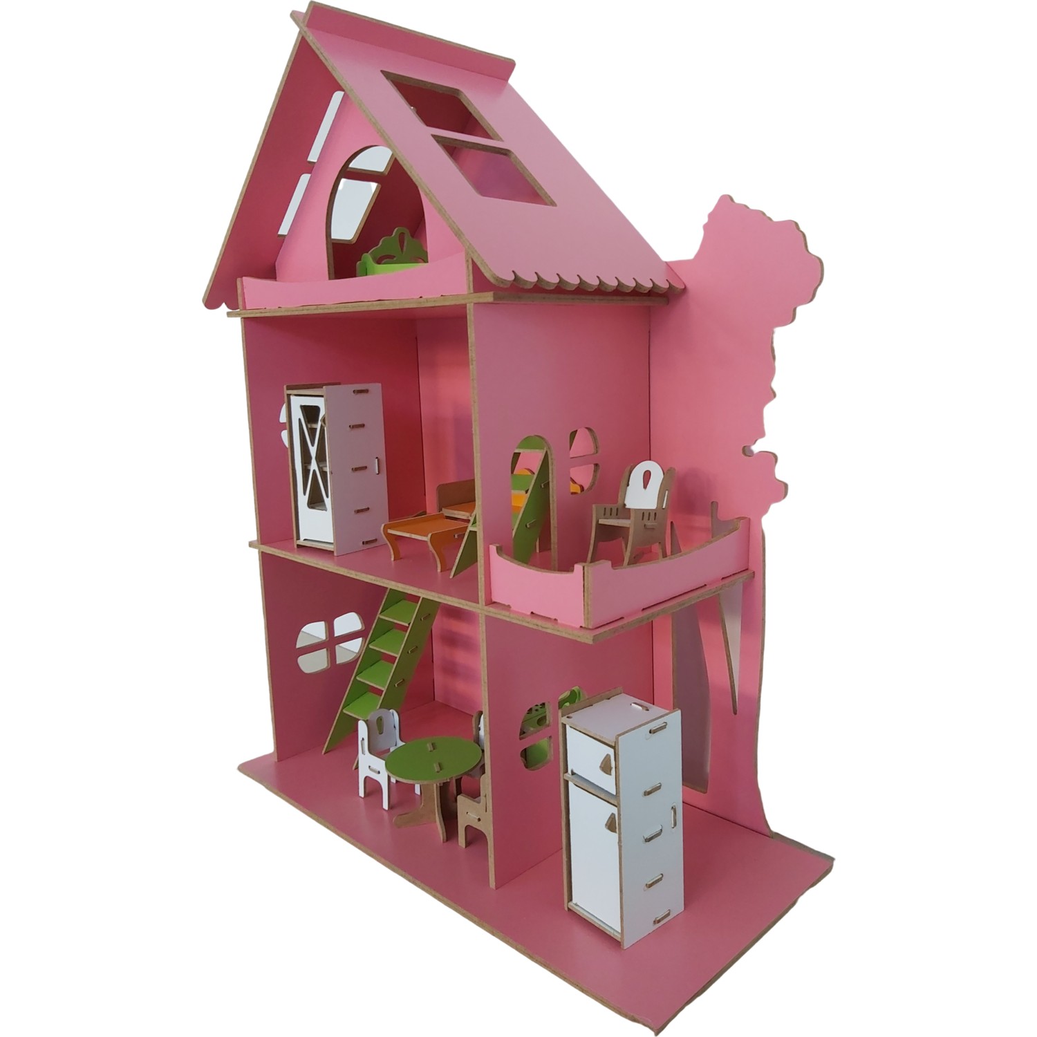 Muny Wood Munywood Barbie Bebek Evi 6mm Ahşap Oyun Evi Mdf
