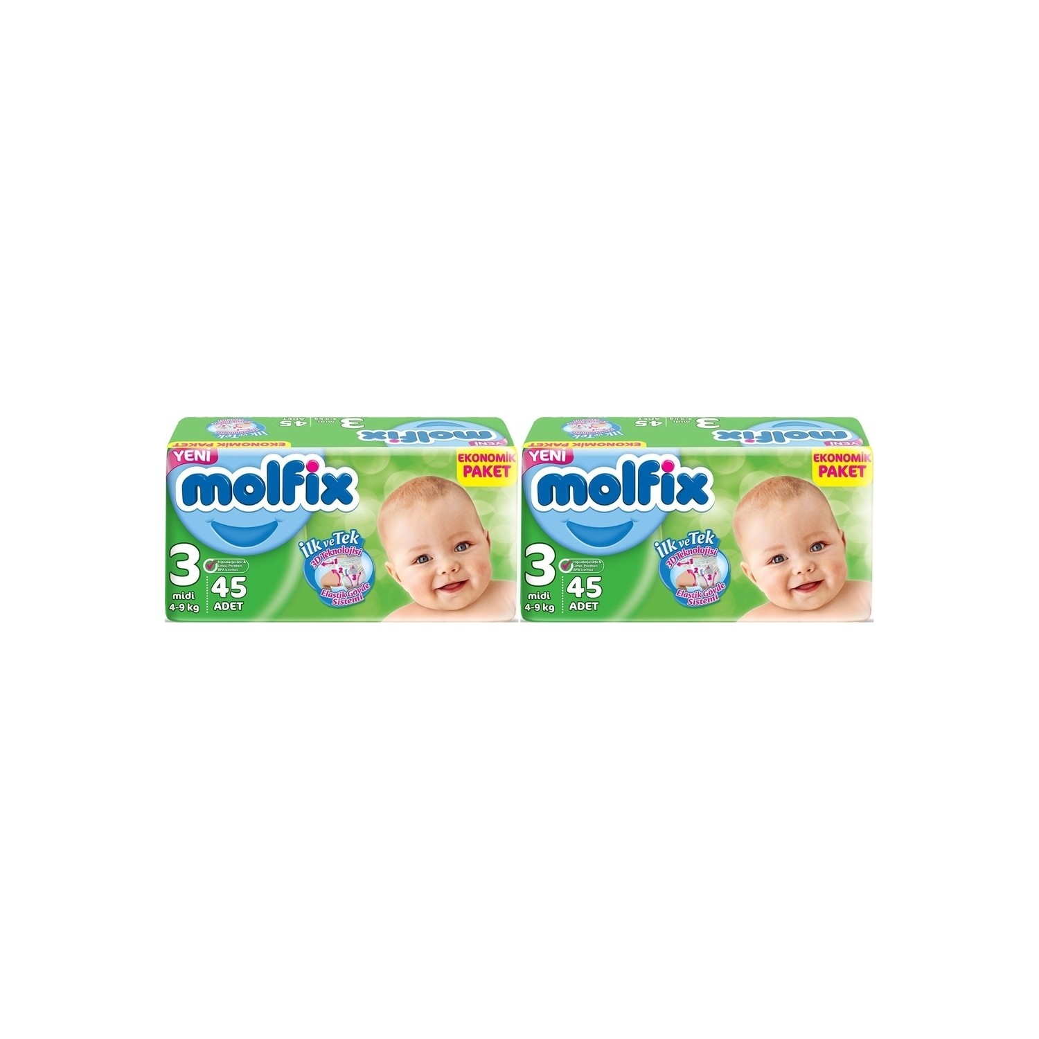 Molfix Ekonomik Paket 3 Numara 45�li x 2 Paket 90 Adet Bebek Fiyatı