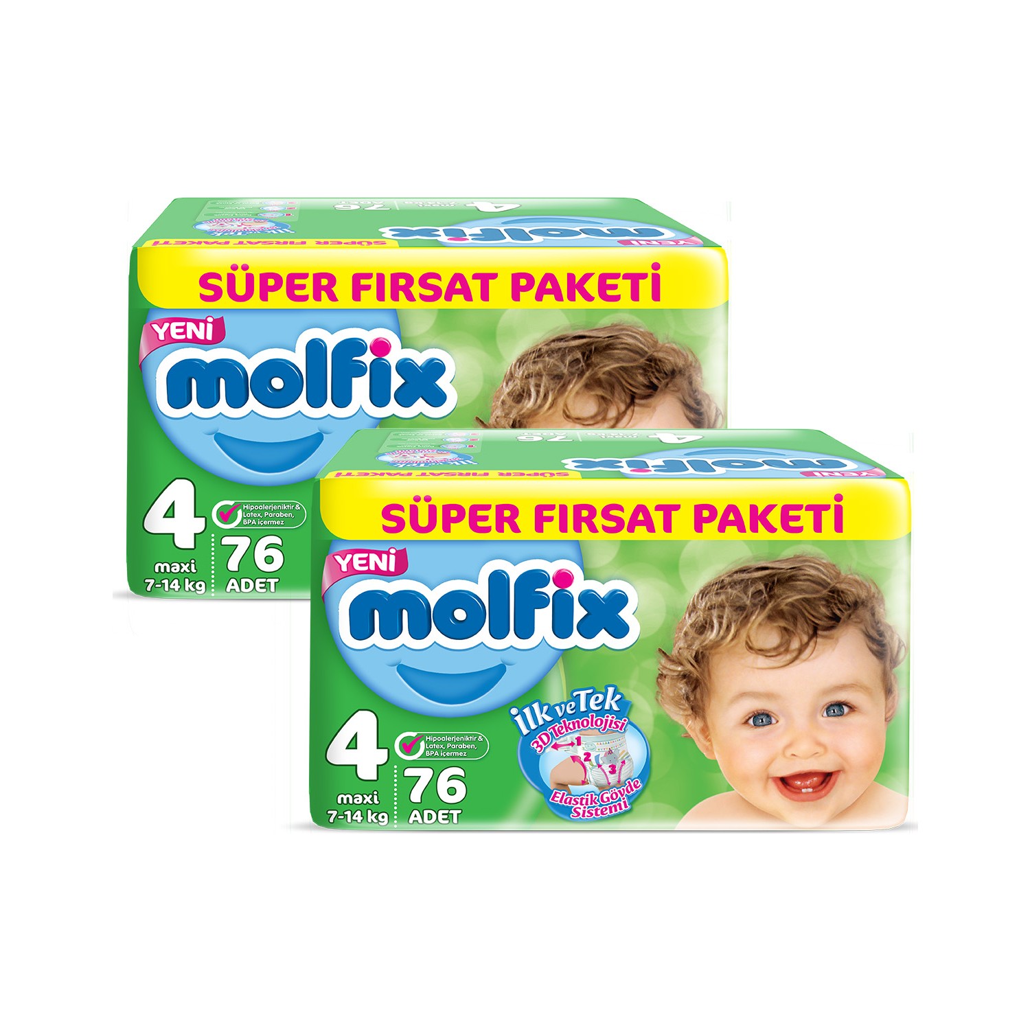 Molfix 3D Maxi 152 Adet Bebek Bezi + 2 Adet İzotonik Sulu Fiyatı