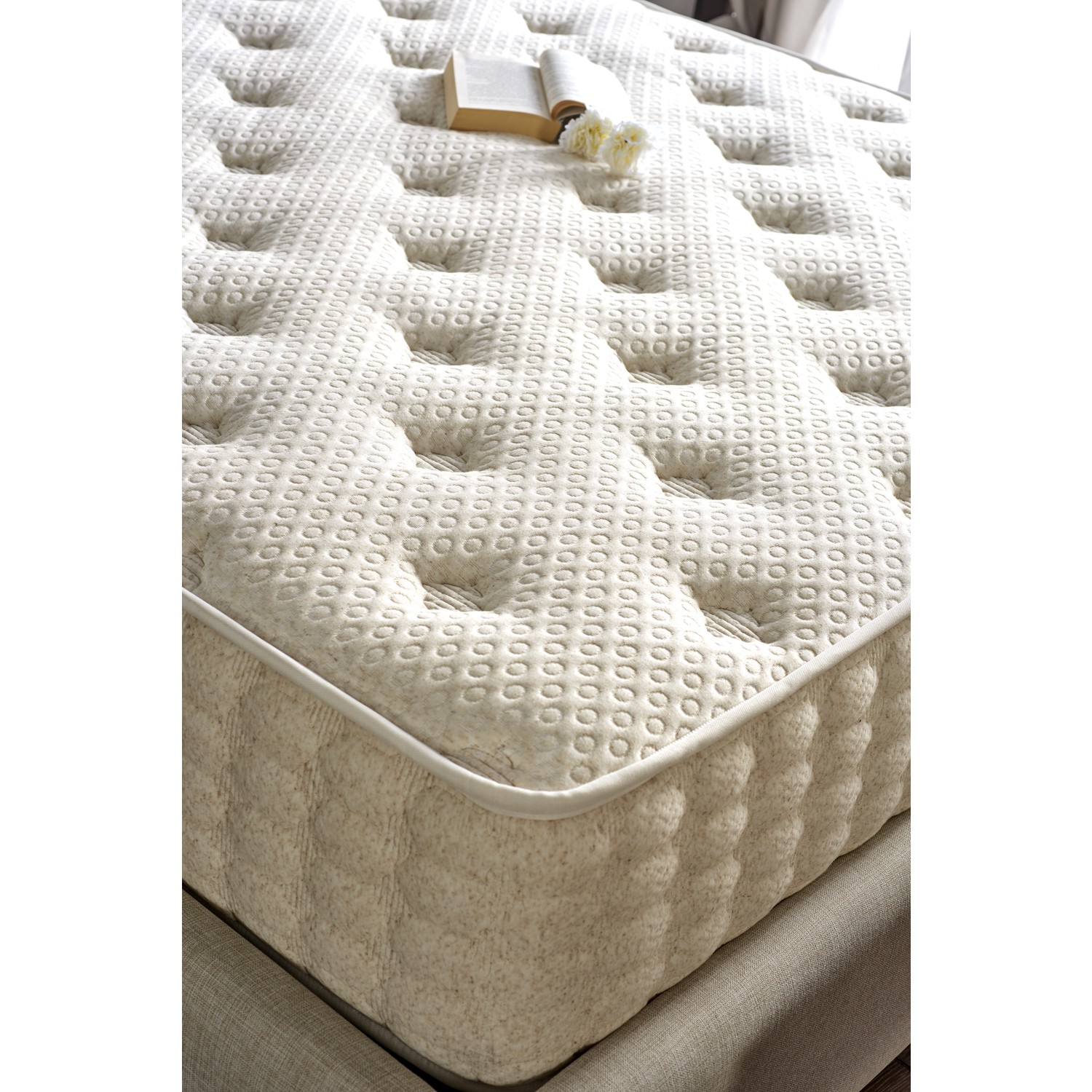 Serabed Natural Linen Full Yaylı Yatak Örme Keten Kumaşlı
