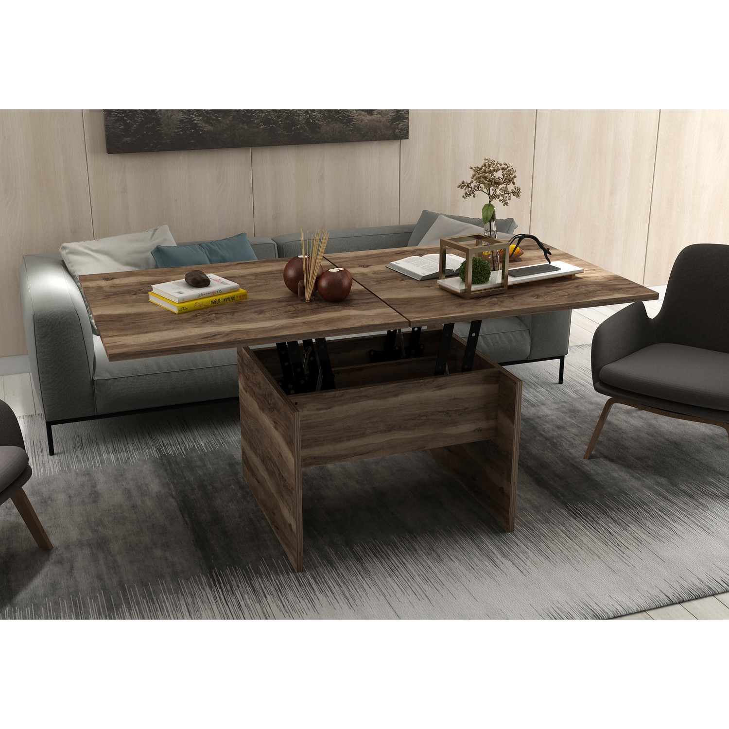 Sanal Mobilya New Karizma Akıllı Masa Sehpa Leon Ceviz Fiyatı