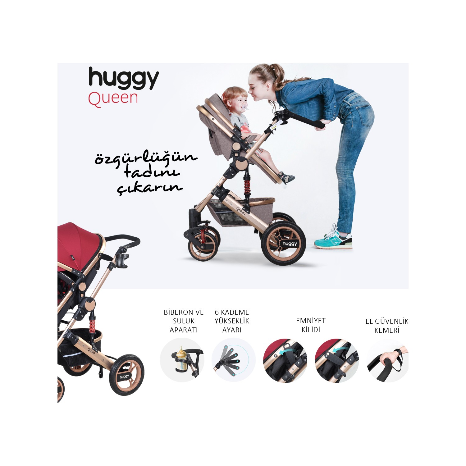 Huggy Queen 3 In 1 Travel Sistem Bebek Arabası Fiyatı