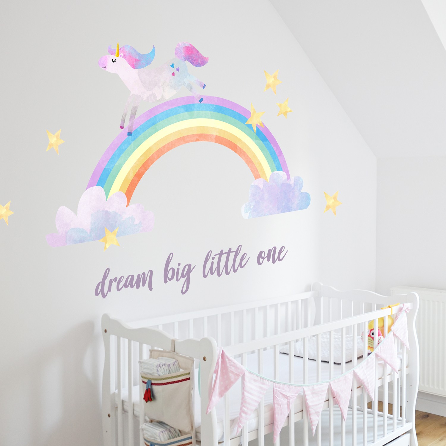 Sim Tasarım Gökkuşağı ve Unicorn Temalı Duvar Sticker Seti Fiyatı
