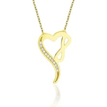 Lilarote Pırlanta Sonsuzluk Taşlı Kalp Altın Kolye