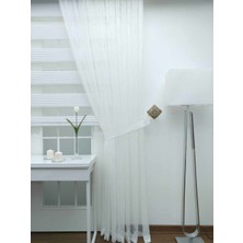 Caserta Home Orta Pile 1/2,5 Avangart File Optik Beyaz Tül Fon Perde - 100 x 230 cm