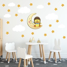 Tilki Dünyası Sevimli Ördek Vecihi Turuncu Yıldızlar Beyazbulutlar Çocuk Odası Sticker