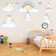 Tilki Dünyası Sevimli Unicornlar Cocuk Odası Duvar Sticker Seti