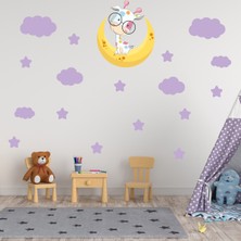 Tilki Dünyası Ay Üzerindeki Sevimli Zürafa Mor Bulutlar ve Mor Yıldızlar