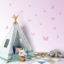 Tilki Dünyası 40 Adet Pembe Kelebekler Çocuk Odası Duvar Sticker
