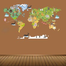 Kt Decoration Hayvanlı Dünya Haritası Xxl Eğitici Duvar Sticker