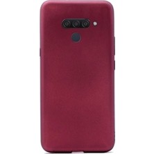 Tekno Grup LG Q60 Kılıf Mat Premium Silikon Kılıf - Bordo + Tam Kaplayan 6D Nano Ekran Koruyucu