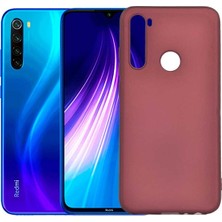 Tekno Grup Xiaomi Redmi Note 8 Kılıf Mat Premium Silikon Kılıf - Bordo + Tam Kaplayan 6D Nano Ekran Koruyucu