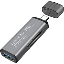 Ally ADS-103 USB Type-C SD/TF Hafıza Kart Okuyucu - Gri