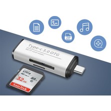 Ally ADS-103 USB Type-C SD/TF Hafıza Kart Okuyucu - Gümüş